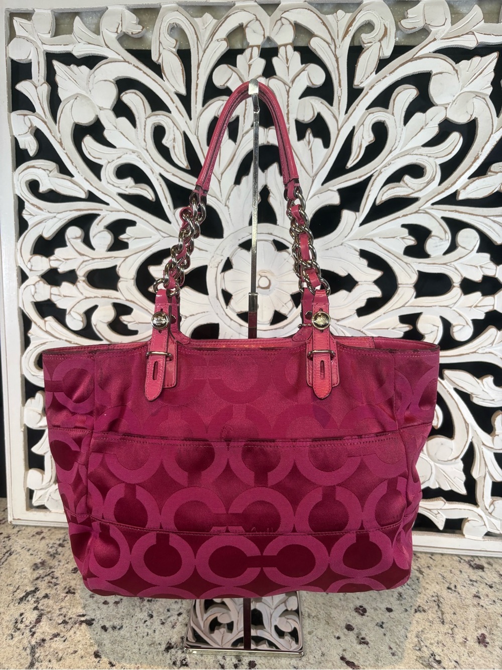 Coach Madison Tribeca Op Art Tote Style 14134 Pink - Picture 2 of 15